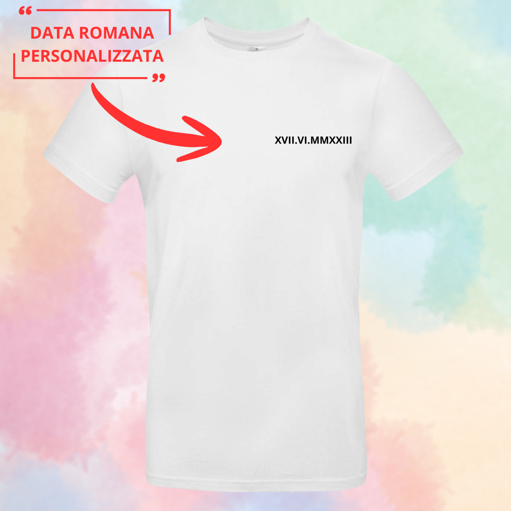 T-shirt Personalizzata con Data Romana sul Cuore - Regalo Speciale San Valentino - immagine 2