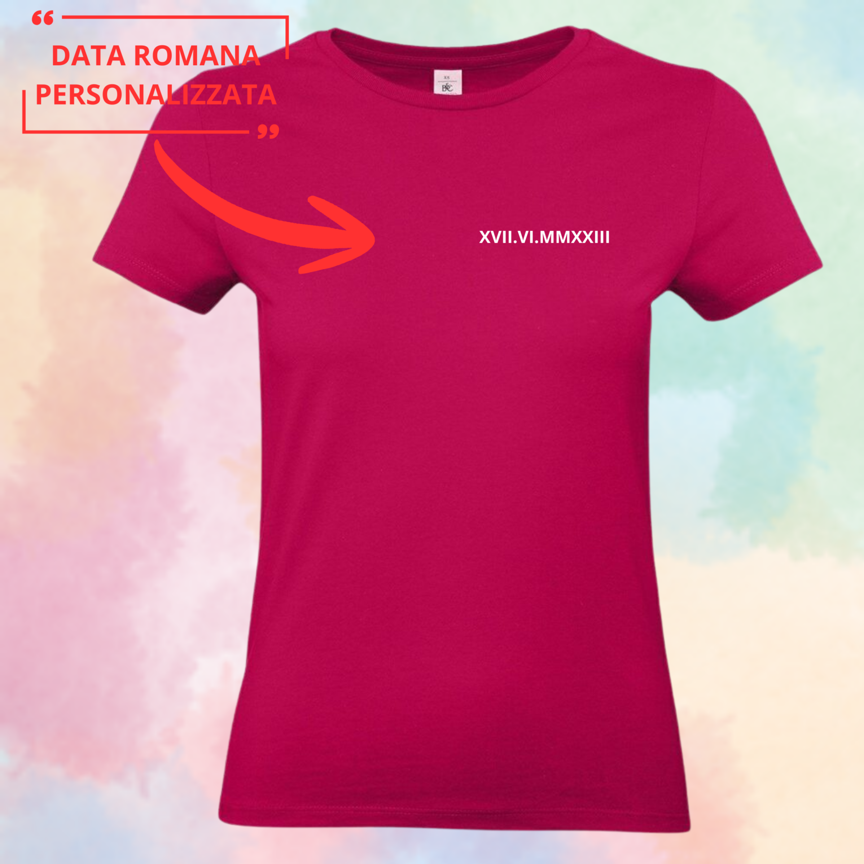 T-shirt Personalizzata con Data Romana sul Cuore - Regalo Speciale per San Valentino - immagine 3