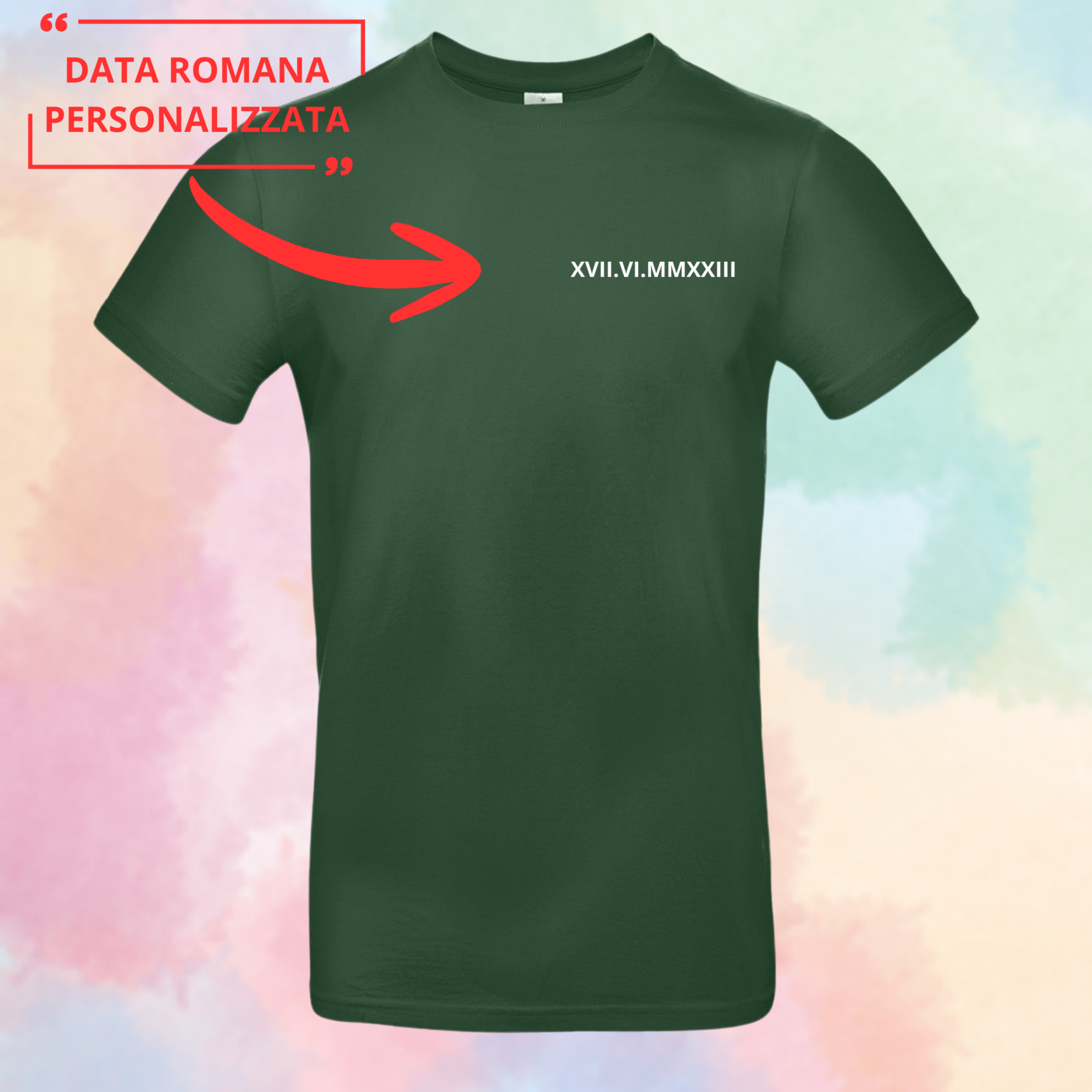 T-shirt Personalizzata con Data Romana sul Cuore - Regalo Speciale San Valentino - immagine 3