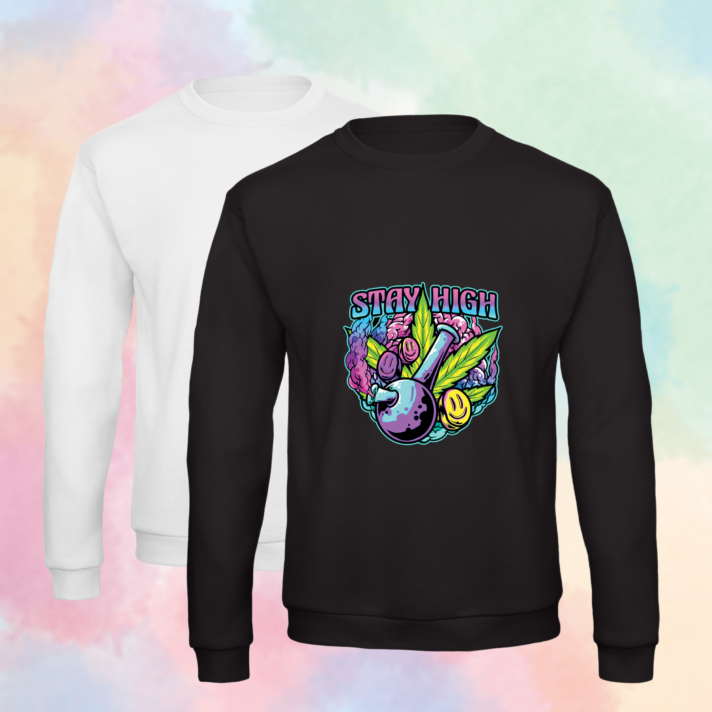 Felpa "Stay High" - Stile Psichedelico per Amanti della Cannabis - Unisex